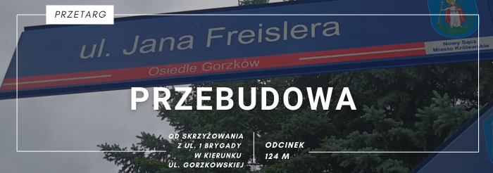 Przebudowa drogi gminnej 293088K (ul. Freislera) w km od 00+087,00 do km 00+211,00 (skrzyżowanie z drogą gminną nr 293356K (ul. Traugutta) w km 00+173,61), w miejscowości Nowy Sącz, Miasto Nowy Sącz